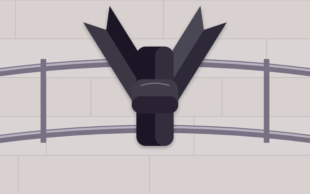 Close view of a single ribbon strip tied in a knot around two frame wires